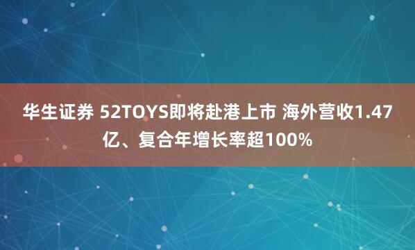 华生证券 52TOYS即将赴港上市 海外营收1.47亿、复合年增长率超100%