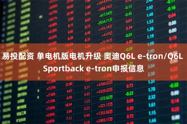 易投配资 单电机版电机升级 奥迪Q6L e-tron/Q6L Sportback e-tron申报信息